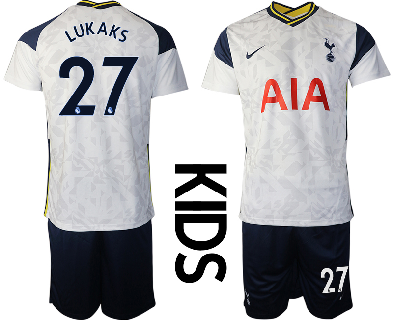 Youth 2020-2021 club Tottenham home white #27 Soccer Jerseys->tottenham jersey->Soccer Club Jersey
